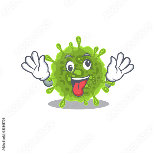 A picture of crazy face coronavirus mascot design style