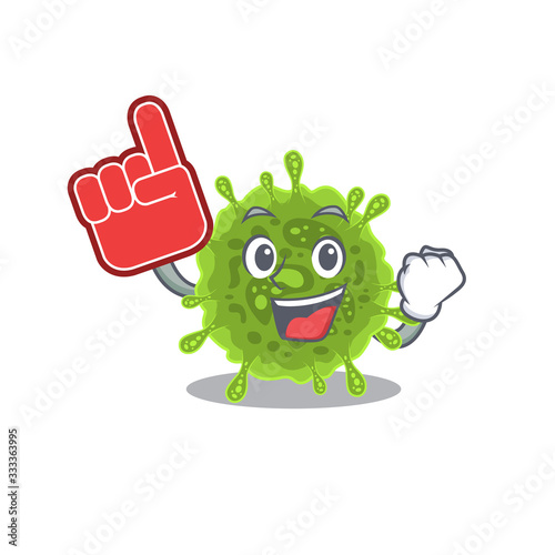 coronavirus mascot cartoon style with Foam finger