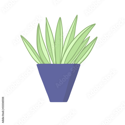  vector illustration of a potted plant in a flower vase, in a flat style on a white background isolated drawing