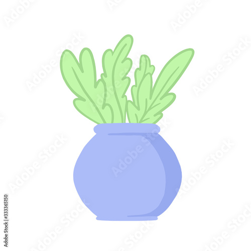  vector illustration of a potted plant in a flower vase, in a flat style on a white background isolated drawing