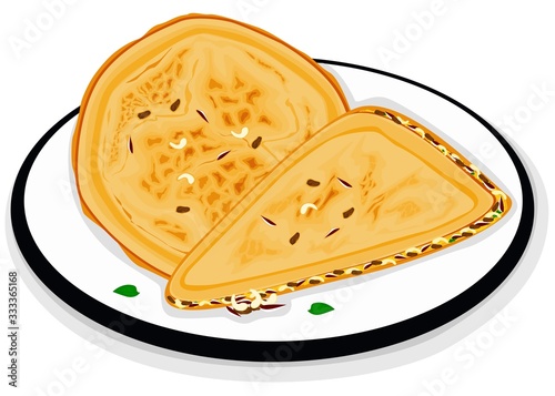 Dry fruit Paratha indian Street Food Vector