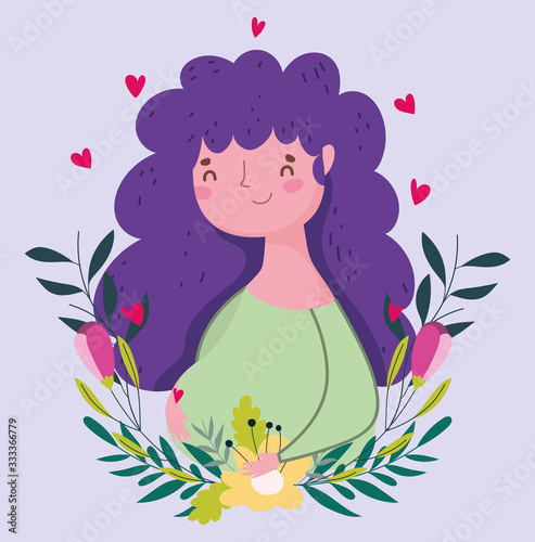 happy mothers day  woman flowers portrait decoration card