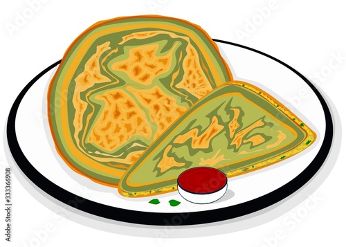 Palak Paratha indian Street Food Vector