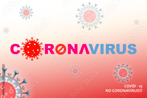 Composition with abstract silhouette of coronavirus elements. Asian flu composition. Prevention of viral infections.