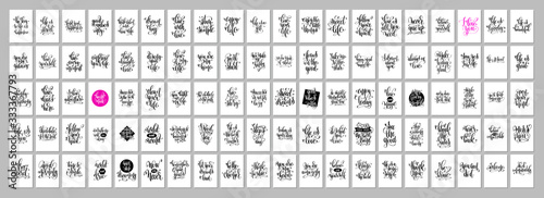 set of 100 positive quotes posters, hand lettering separately phrases, motivation and inspiration text