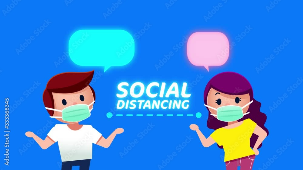Motion graphic of people wearing the medical mask and do the social distancing to prevent the infection Motion graphic of people wearing the medical mask and do the social distancing to prevent the infection
