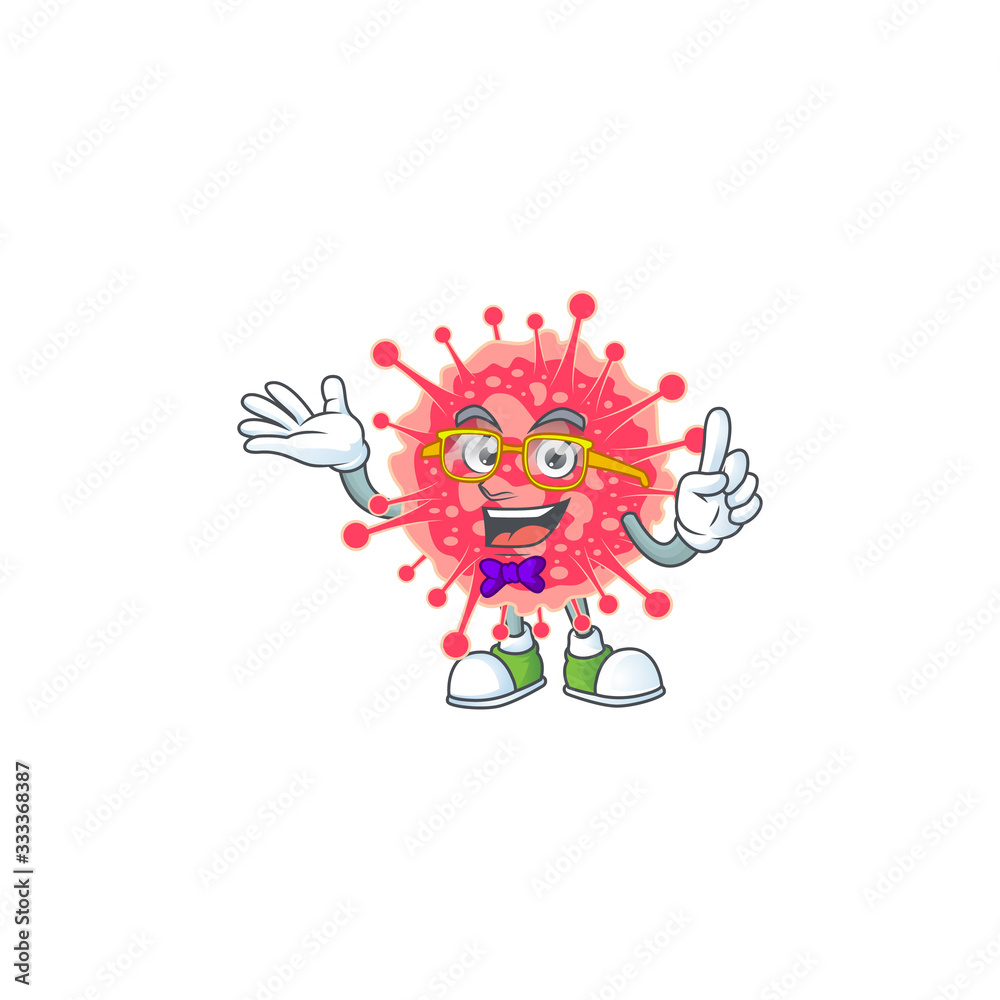 Super Funny coronavirus emergency in nerd mascot design style Super Funny coronavirus emergency in nerd mascot design style