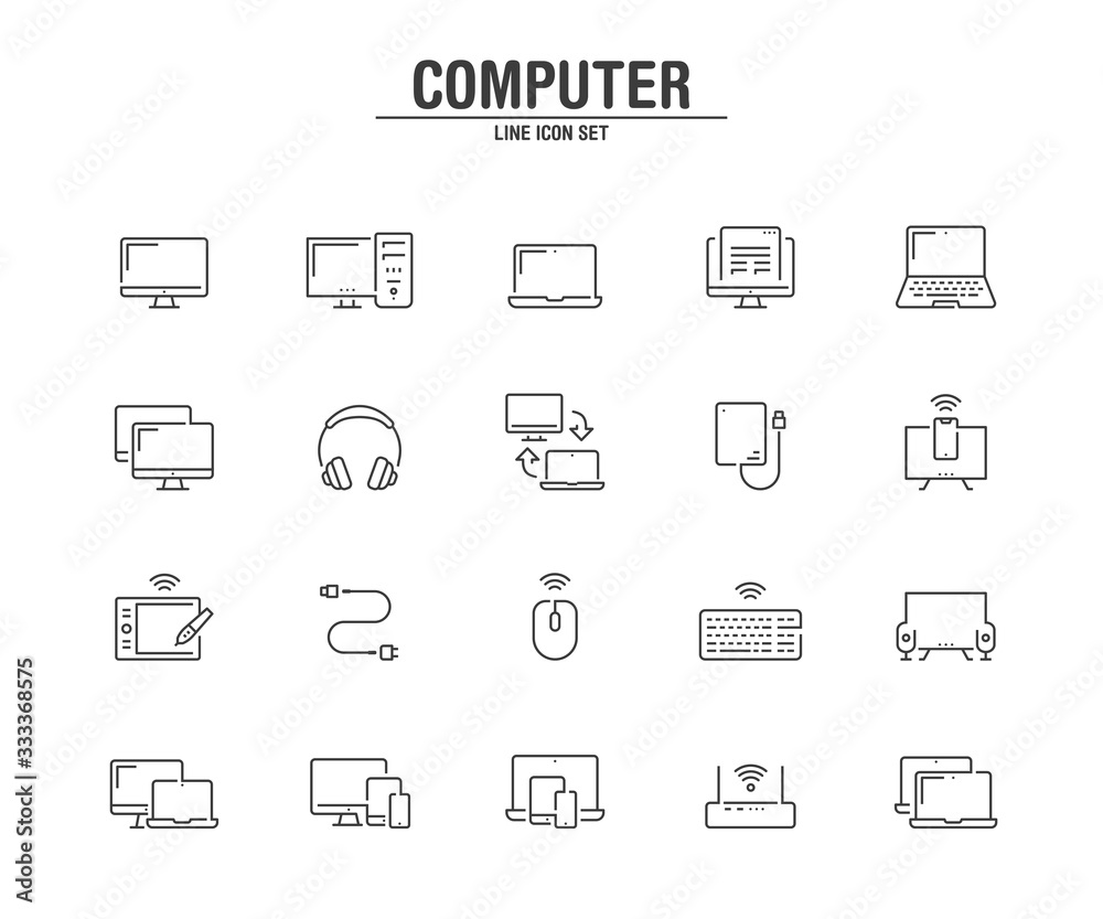 Device and responsive line icons. Vector illustration pixel perfect on white background. Device and responsive line icons. Vector illustration pixel perfect on white background.