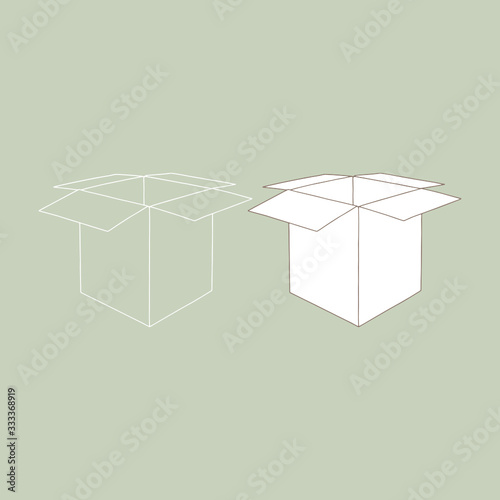 Open box mockup. Vector illustration. Empty cardboard container template.  © Dalia