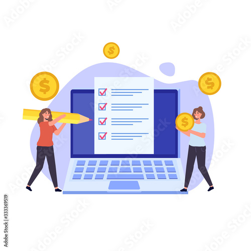 Budget planning, Balance financial, Retirement preparation, Calculating financial risk concept. Vector illustration.