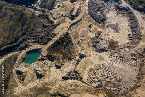 Gravel pit and sand dumps from above