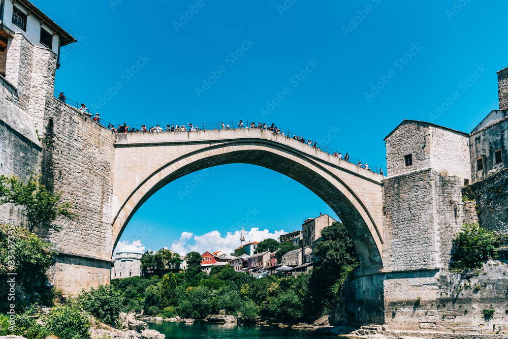 People on Mostar bridge, Bosnia & Herzegovina