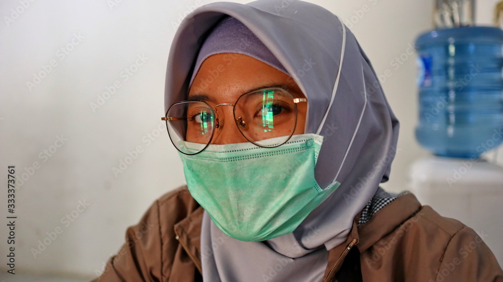 COVID-19 Pandemic Coronavirus People in office wearing face mask protective for spreading of disease virus SARS-CoV-2, COVID-19 Pandemic Coronavirus People in office wearing face mask protective for spreading of disease virus SARS-CoV-2,