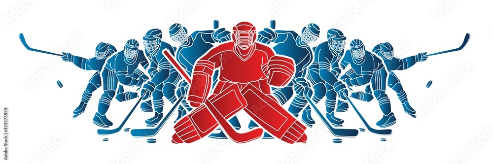 Group of Ice Hockey players action cartoon sport graphic vector Group of Ice Hockey players action cartoon sport graphic vector