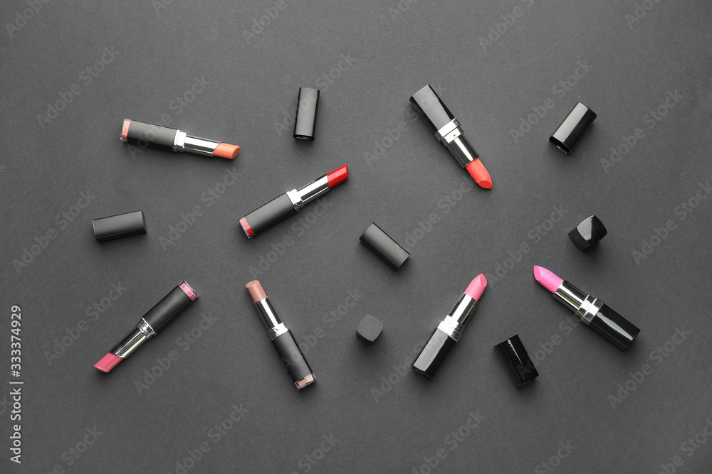 Different lipsticks on dark background Different lipsticks on dark background