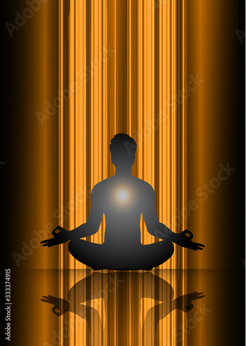 man meditate dark black abstract background, yoga. ray. beam. Buddhist Hindu meditation.