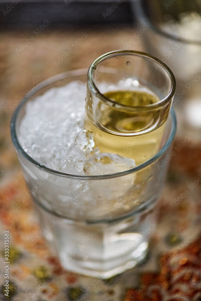 Bosnian Pear Brandy in a glass Bosnian Pear Brandy in a glass