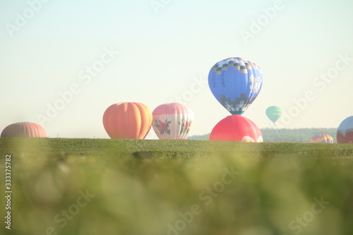 balloons and green tea gradern in the sky © TANAKLIT