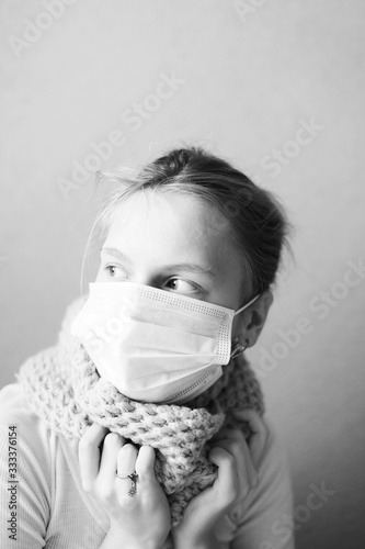  young girl in medical mask