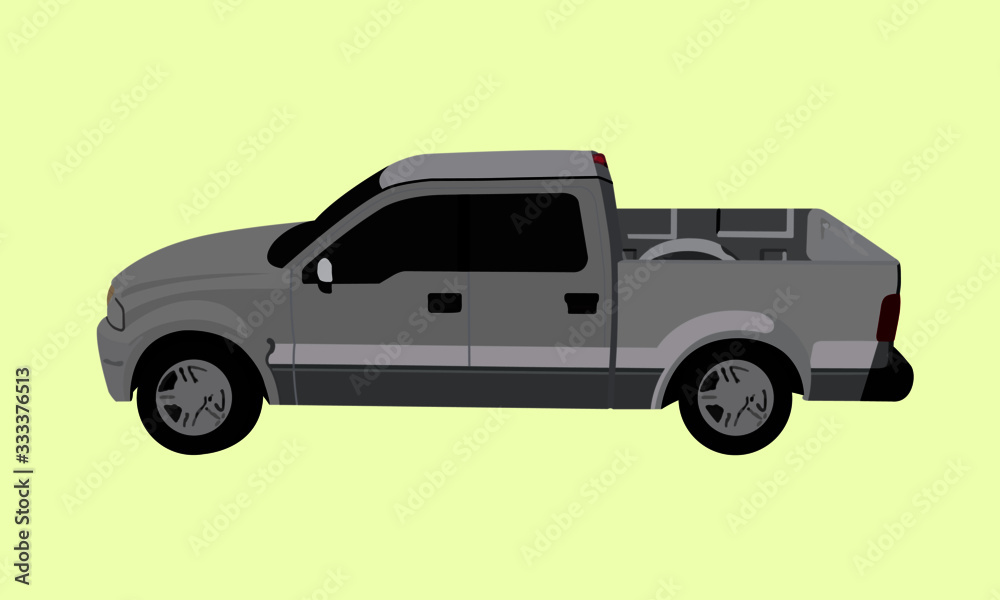 4 door pickup truck showing side view, template for branding advertisement,design style,Vector illustration.