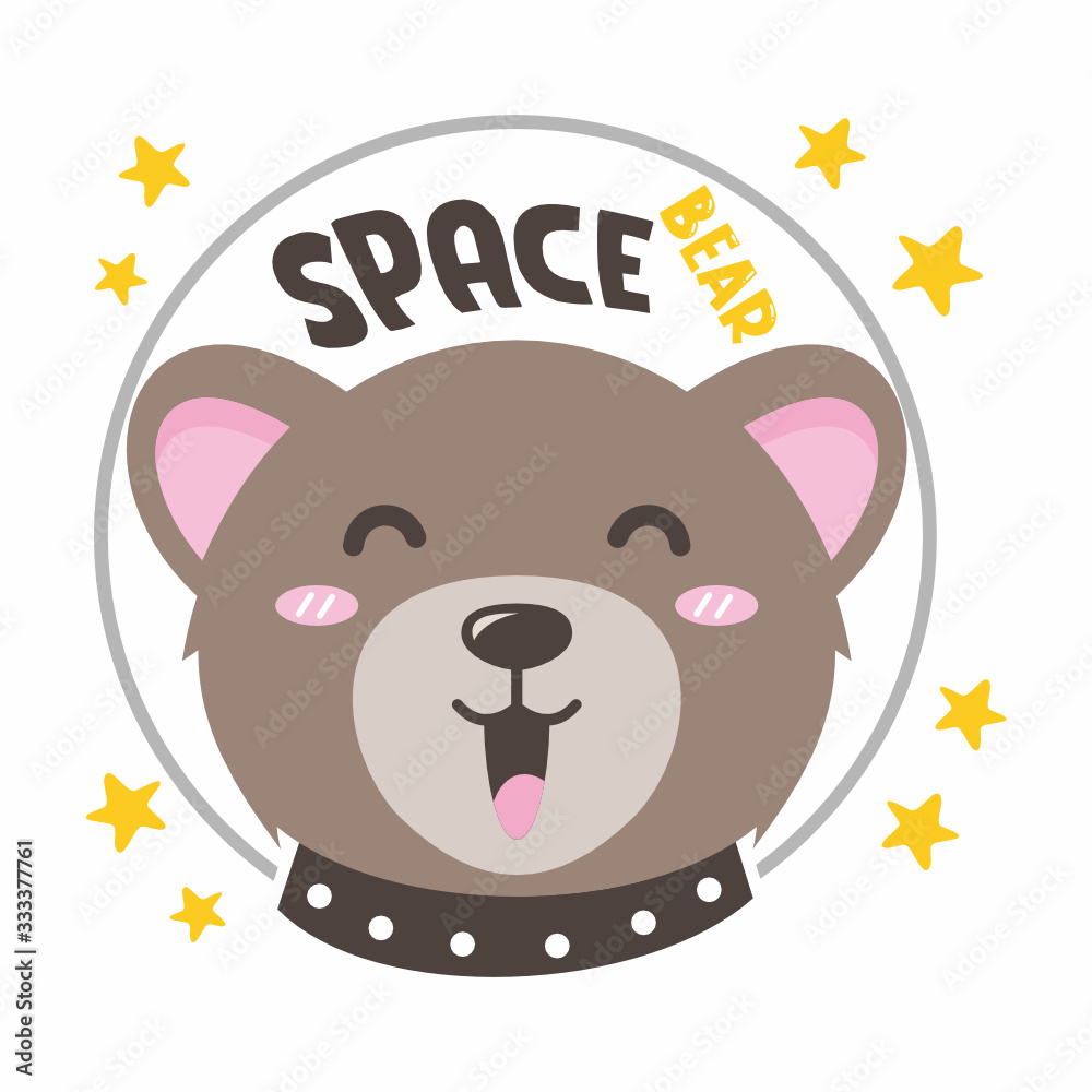 Obraz Cute astronaut bear design vector illustration ready for print on tee, poster and other uses.
