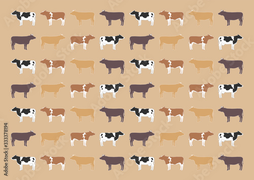 いろいろな牛の模様イラスト