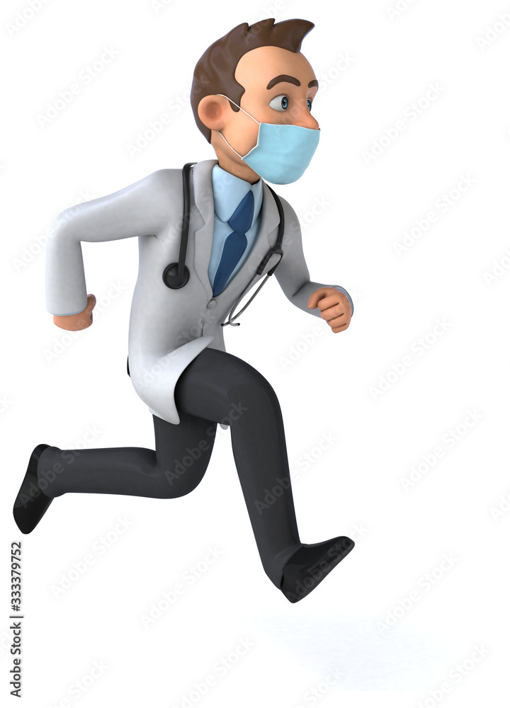 3D illustration of a cartoon character with a mask