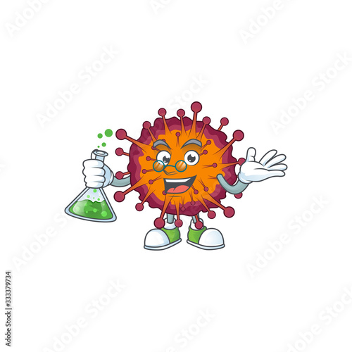 COVID19 syndrome brainy Professor Cartoon design grasp a glass tube
