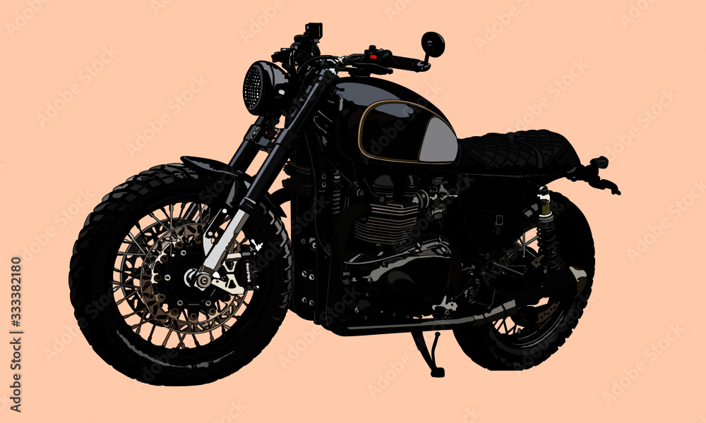 Obraz Classic scrambler motorcycle.Vintage custom. Motorbike vector illustration.
