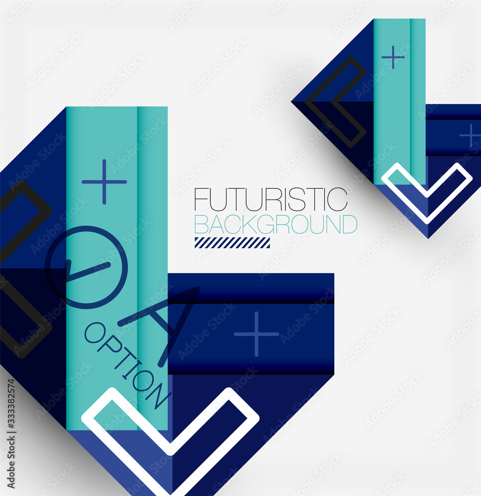 Fototapeta Abstract background, geometric business multicolored paper infographic - triangle frames for text, icons or graphics on light background with copyspace. Vector Illustration For Wallpaper, Banner
