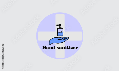  Logo vector banner Hand sanitizing concept. Flat illustration of banner concept in anticipation of Covid-19 with a hand icon for web design