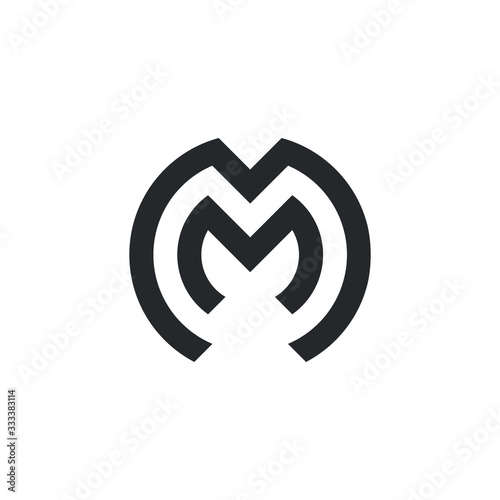 MM logo design. Line creative minimal monochrome monogram symbol.