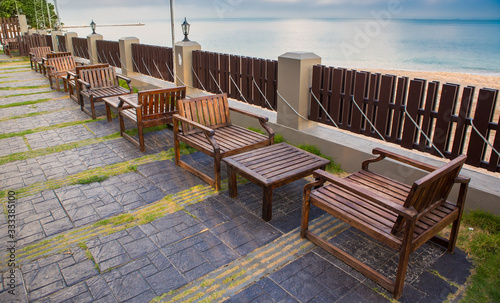 Seating at the swimming pool in the hotel