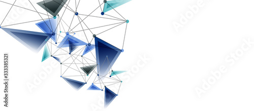 Line points connections, triangular technology design. Abstract geometric background