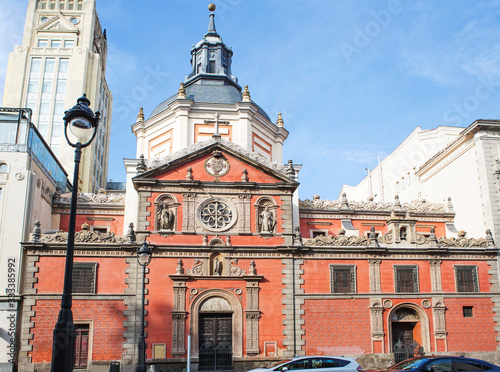 Madrid, Spain, Calatravas church.  The Baroque building was built in 1670-1678 and is included in the list of cultural heritage of Spain. photo