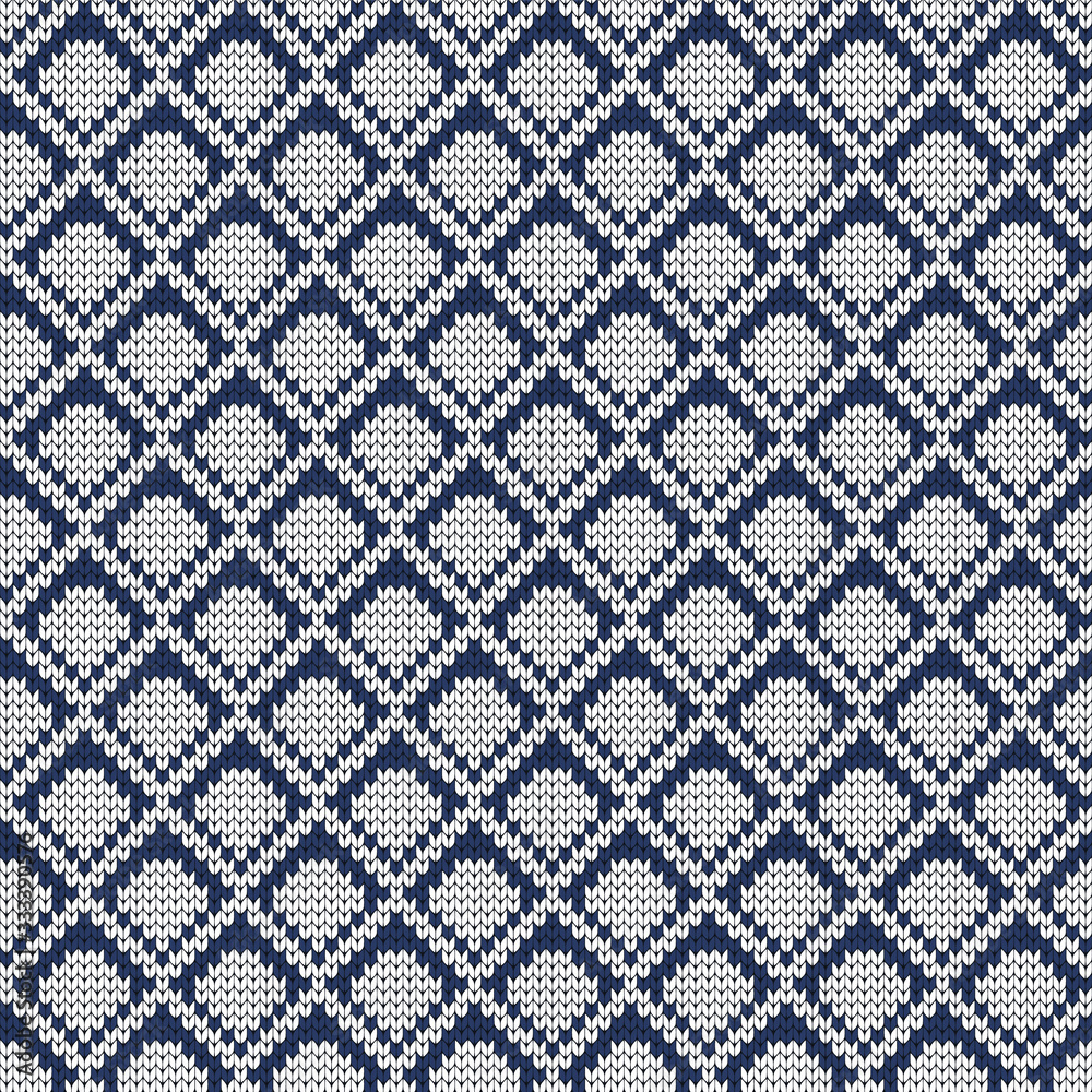 Knitted seamless geometric pattern rhombuses