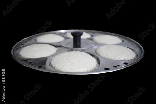 Idli south Indian breakfast and dinner front view with black background