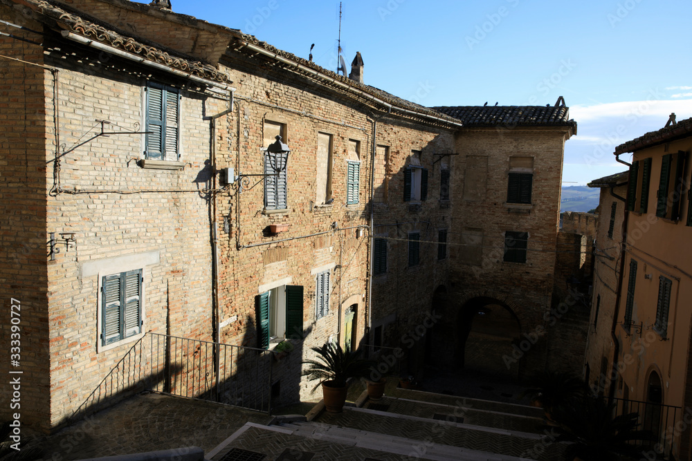 Corinaldo (AN), Italy - January 1, 2019: View of Corinaldo village, Corinaldo, Ancona, Marche, Italy
