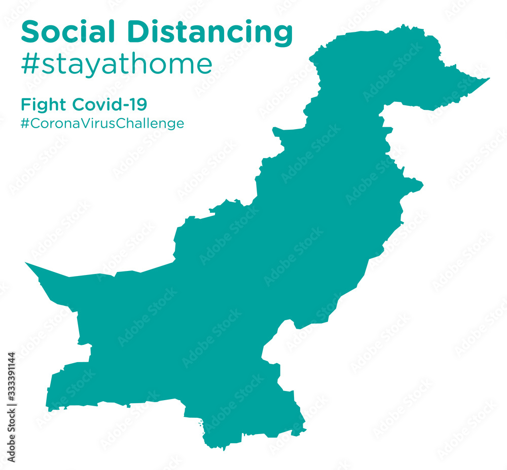 Pakistan map with Social Distancing stayathome tag