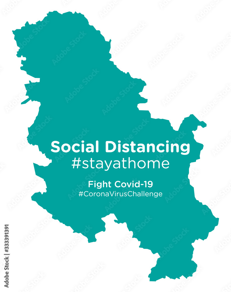 Serbia map with Social Distancing stayathome tag