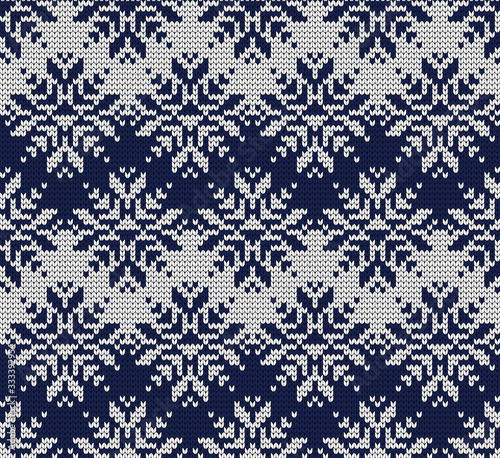 Winter knitted seamless pattern snowflakes