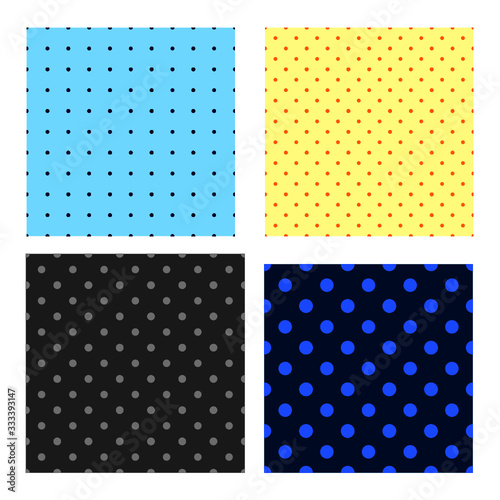 set of 4 vector seamless  polka dot patterns and backround