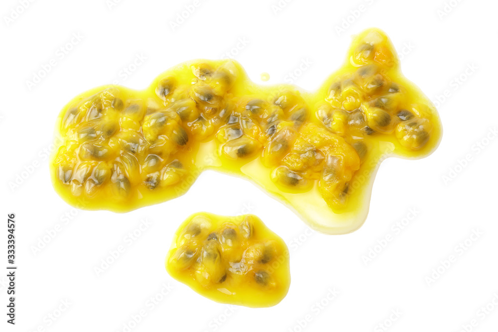 passion fruit seeds isolated on white background. top view passion fruit seeds isolated on white background. top view