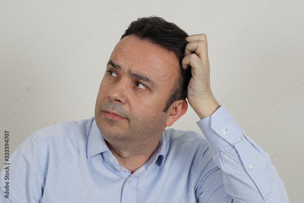 Fototapeta premium business man shows various facial expressions