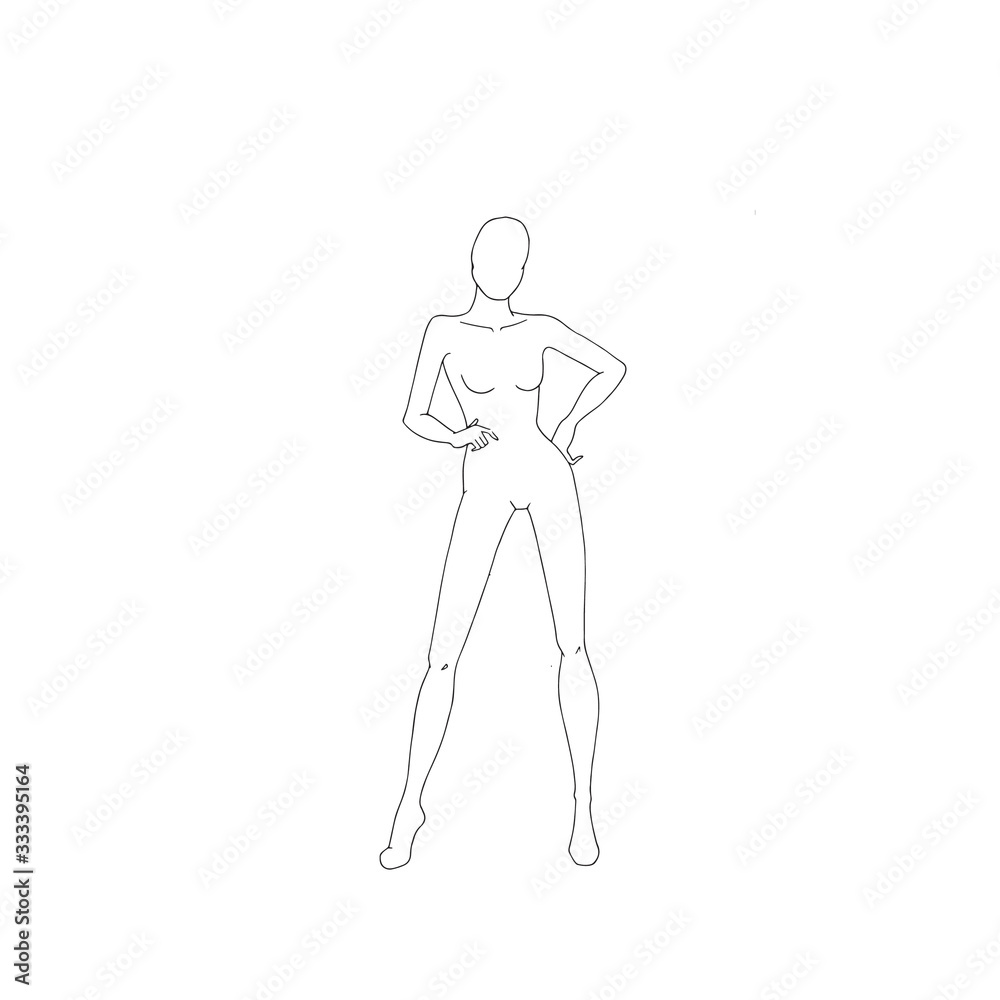 Womens Figure Sketch. Different Poses. Template For Drawing For Designers  Of Clothes Nd Constructors. Vector Outline Girl Model Template For Fashion  Sketching. Fashion Illustration. Royalty Free SVG, Cliparts, Vectors, and  Stock Illustration.