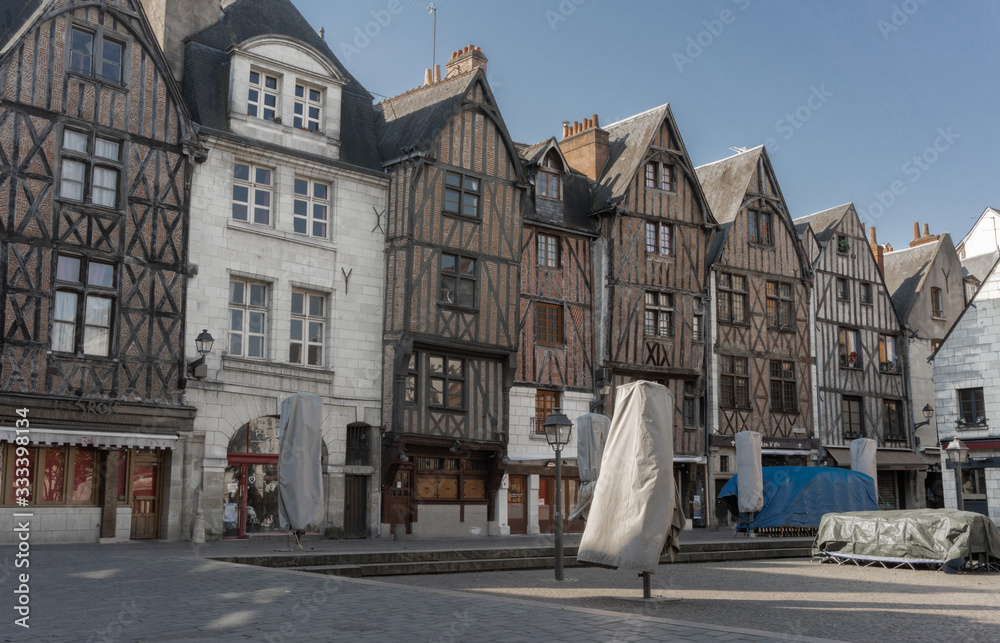 Naklejka premium Empty streets in Tours, France amid coronavirus outbreak