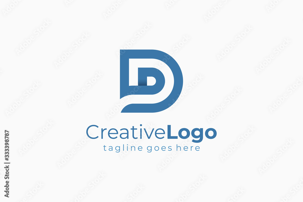 Double Line Abstract Initial Letter D Logo. Flat Vector Logo Design Template Element