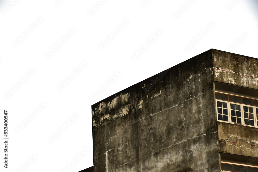 old buildings with Black stain isolated on white background old buildings with Black stain isolated on white background