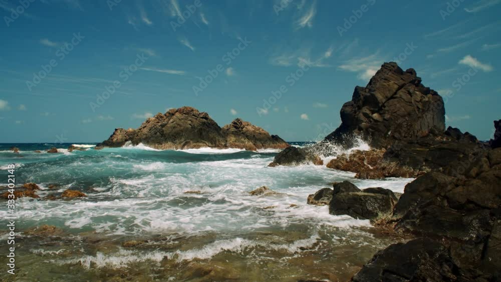 Rough seas outside Conchi, the swimming hole in Aruba