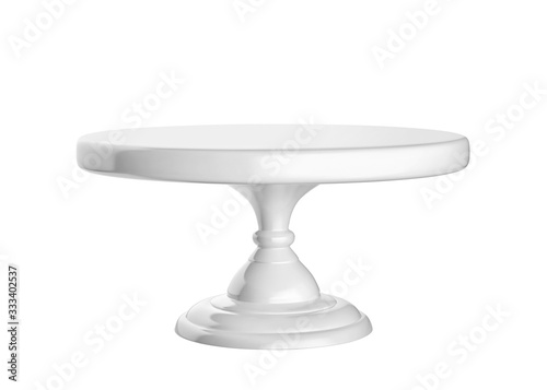 Porcelain cake stand isolated on white background photo